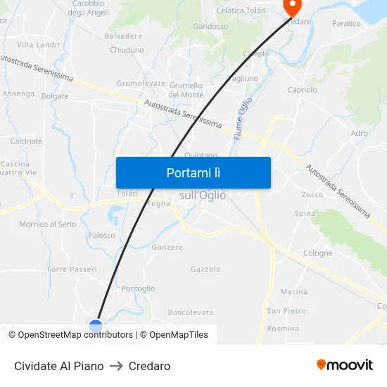 Cividate Al Piano to Credaro map