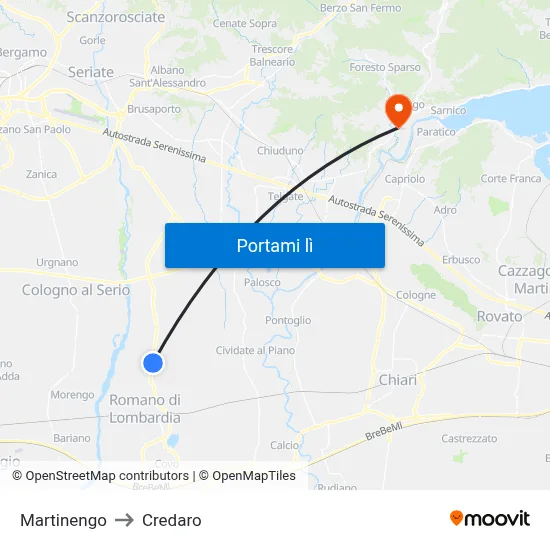 Martinengo to Credaro map