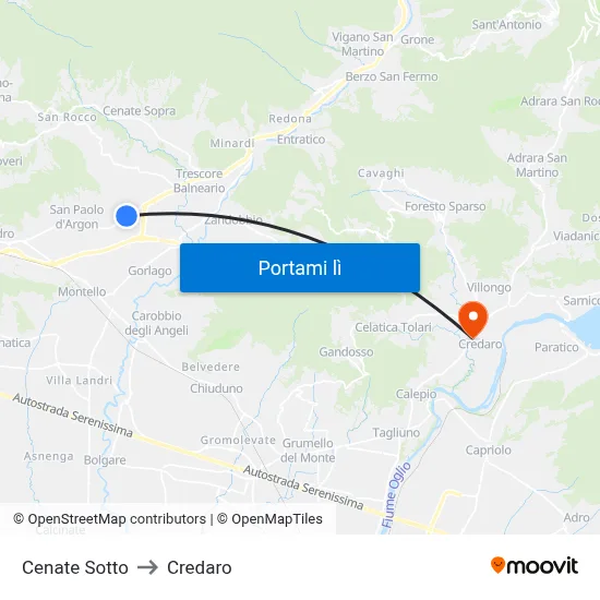 Cenate Sotto to Credaro map