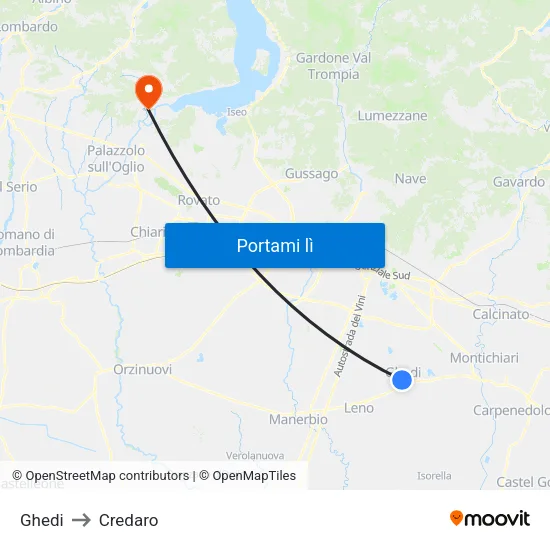Ghedi to Credaro map