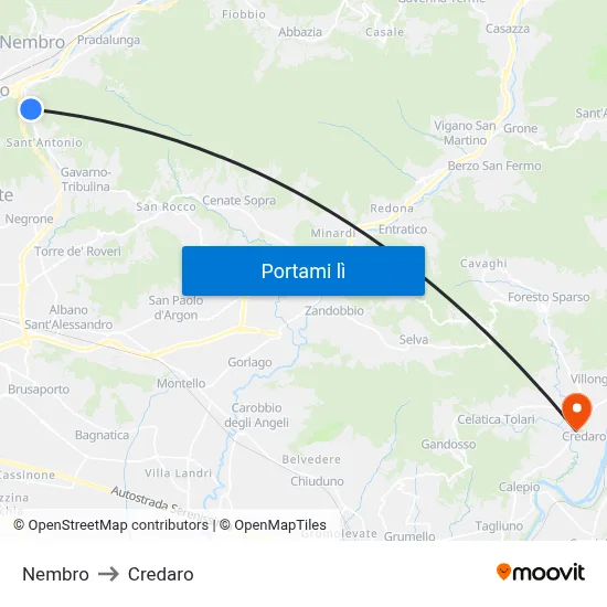 Nembro to Credaro map
