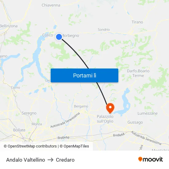 Andalo Valtellino to Credaro map