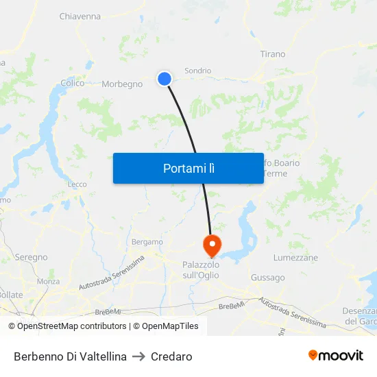 Berbenno Di Valtellina to Credaro map
