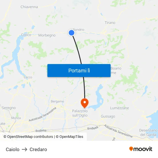 Caiolo to Credaro map
