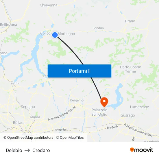 Delebio to Credaro map
