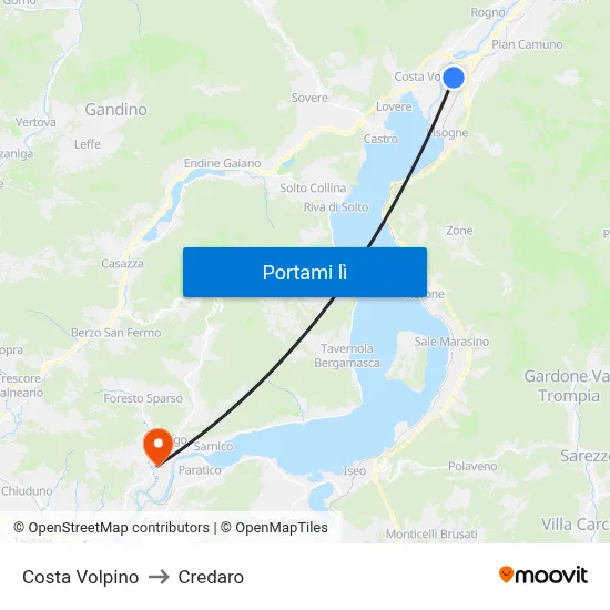 Costa Volpino to Credaro map