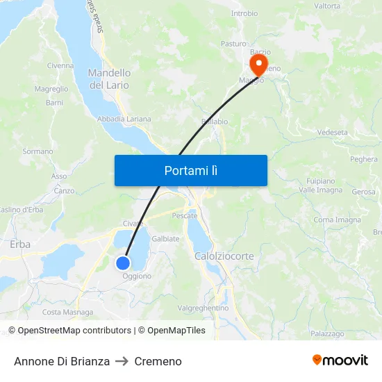 Annone Di Brianza to Cremeno map