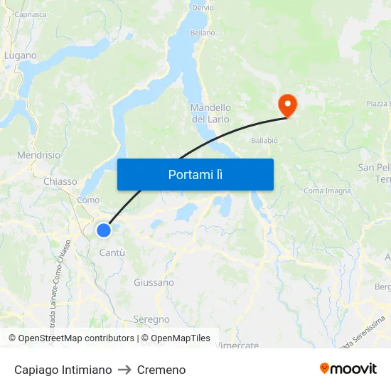 Capiago Intimiano to Cremeno map