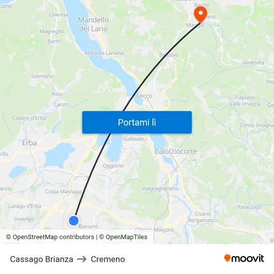 Cassago Brianza to Cremeno map