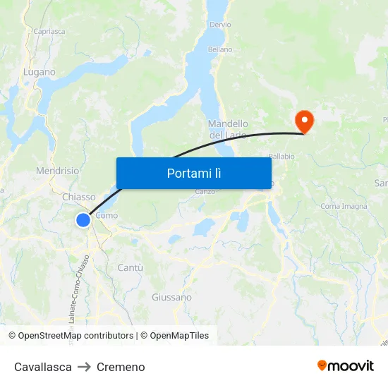 Cavallasca to Cremeno map