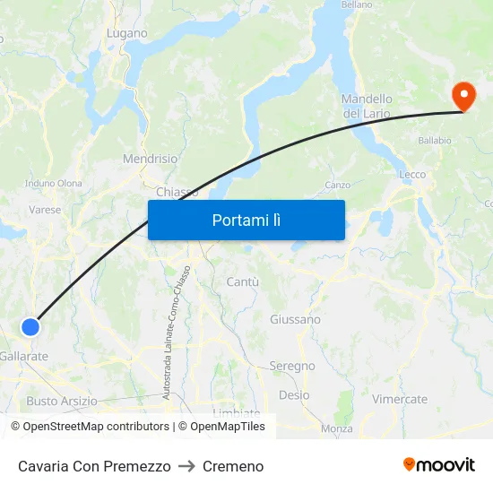 Cavaria Con Premezzo to Cremeno map