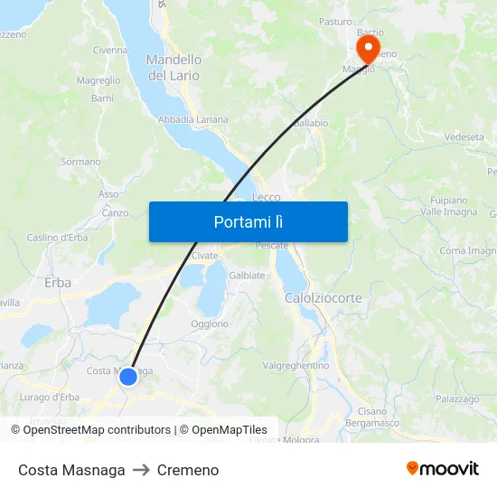 Costa Masnaga to Cremeno map