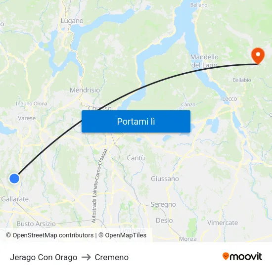 Jerago Con Orago to Cremeno map