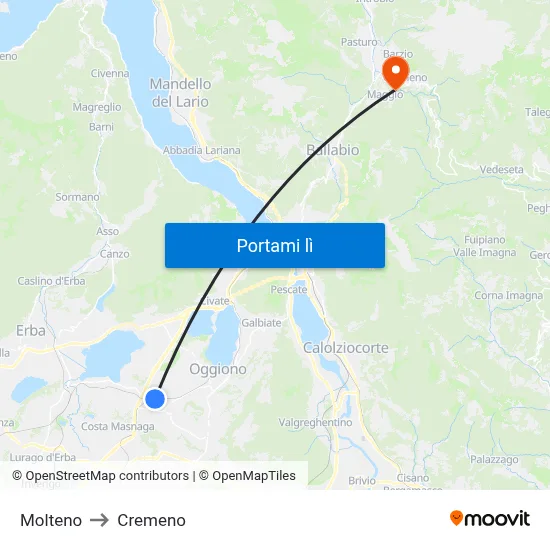 Molteno to Cremeno map