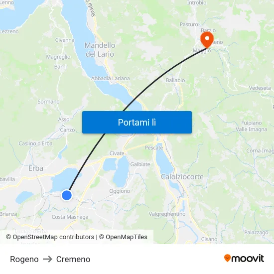 Rogeno to Cremeno map