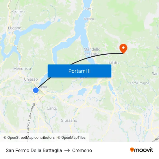 San Fermo Della Battaglia to Cremeno map