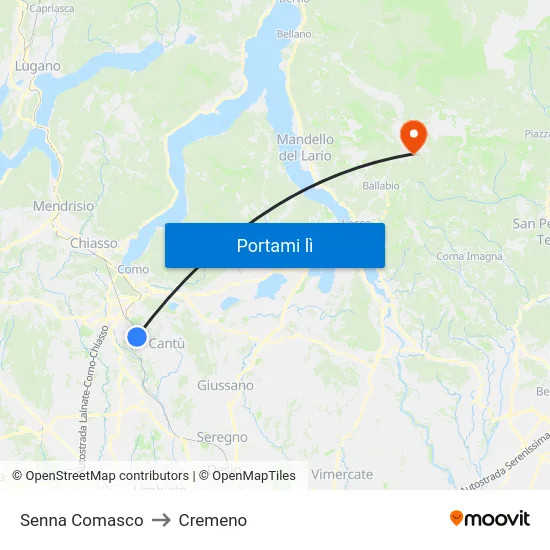 Senna Comasco to Cremeno map