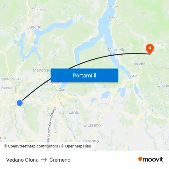 Vedano Olona to Cremeno map