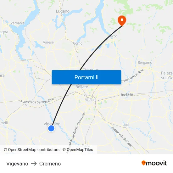 Vigevano to Cremeno map