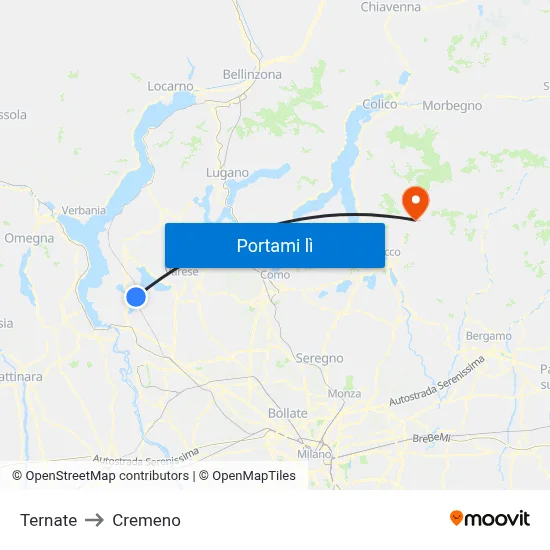 Ternate to Cremeno map