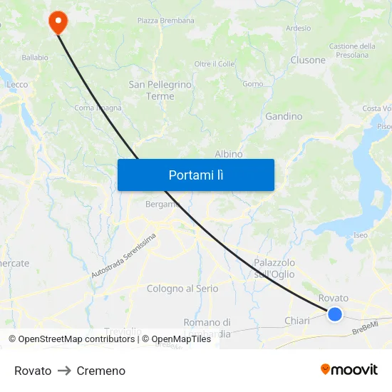 Rovato to Cremeno map