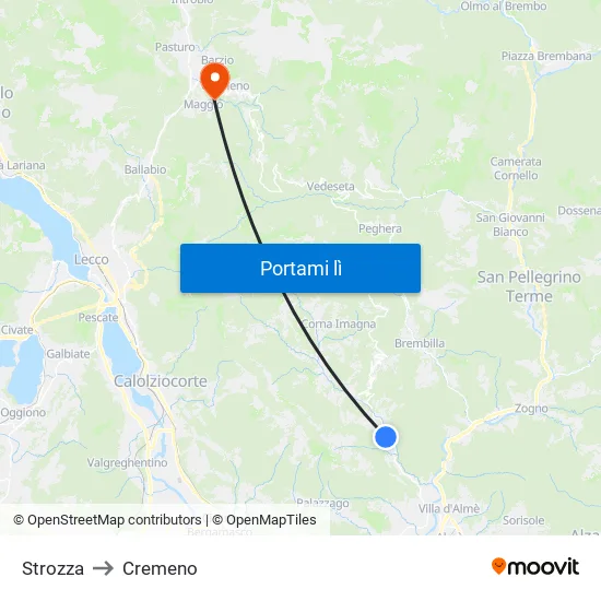 Strozza to Cremeno map