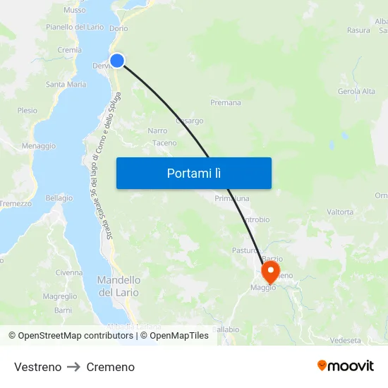 Vestreno to Cremeno map