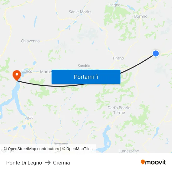 Ponte Di Legno to Cremia map