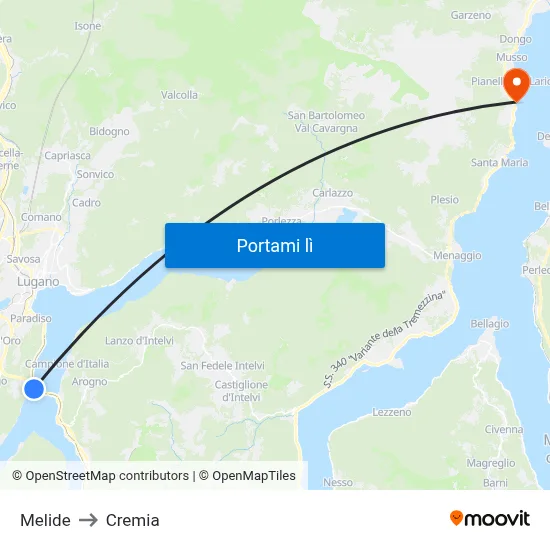 Melide to Cremia map