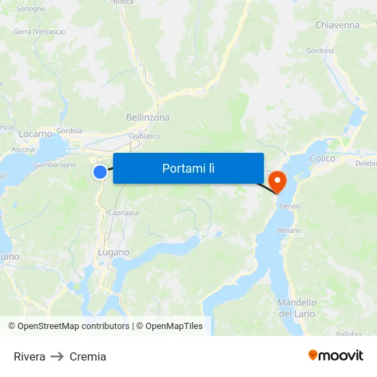 Rivera to Cremia map