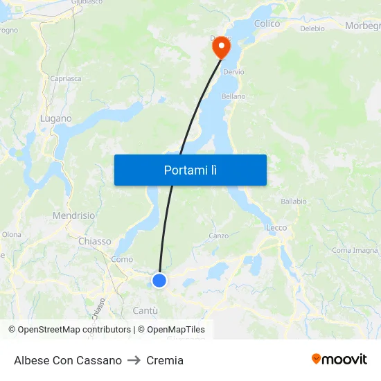 Albese Con Cassano to Cremia map