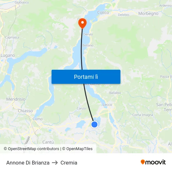Annone Di Brianza to Cremia map