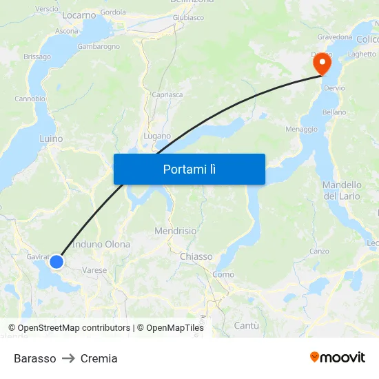 Barasso to Cremia map