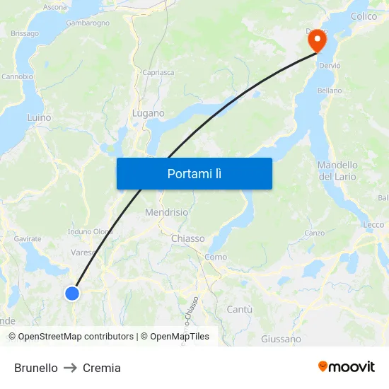 Brunello to Cremia map