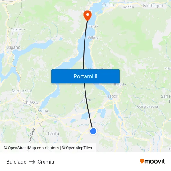 Bulciago to Cremia map