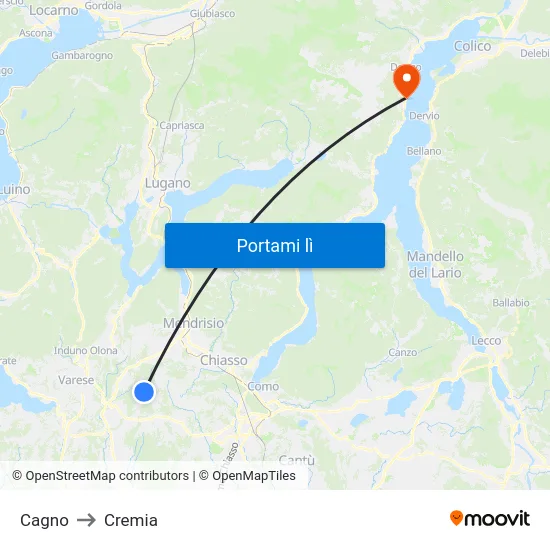 Cagno to Cremia map