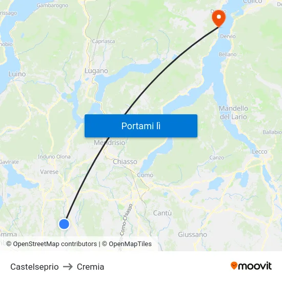 Castelseprio to Cremia map