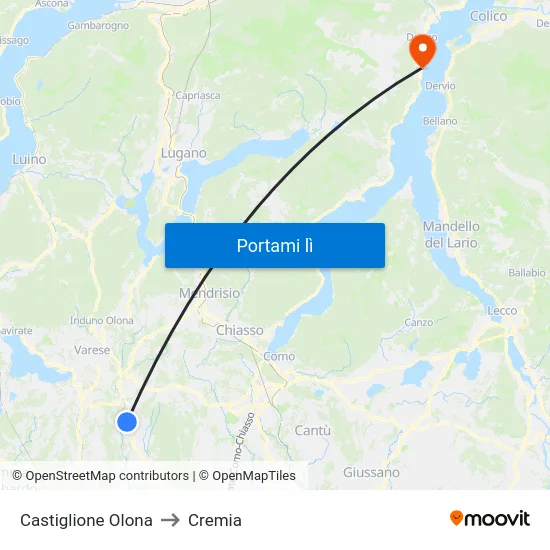 Castiglione Olona to Cremia map