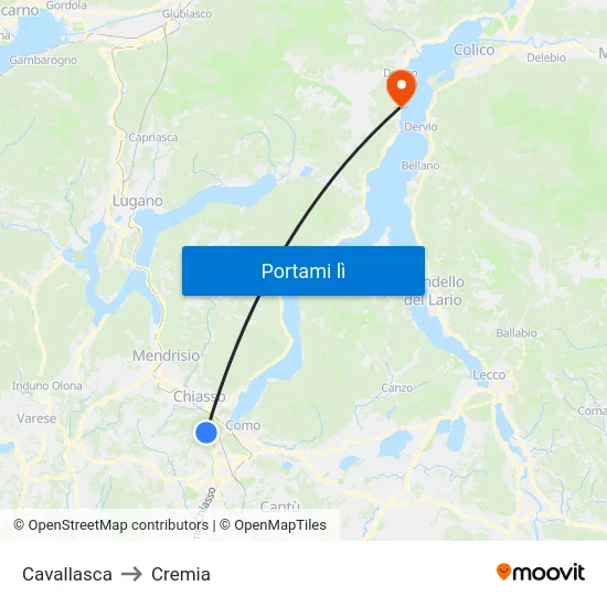 Cavallasca to Cremia map