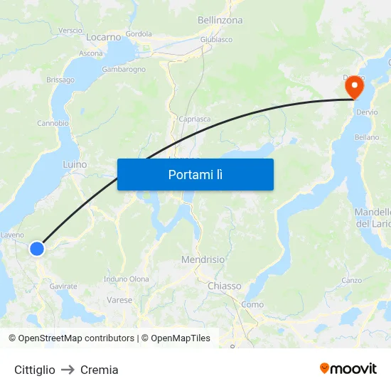 Cittiglio to Cremia map