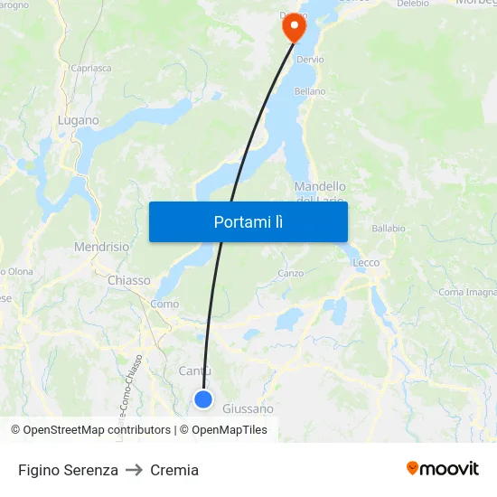 Figino Serenza to Cremia map