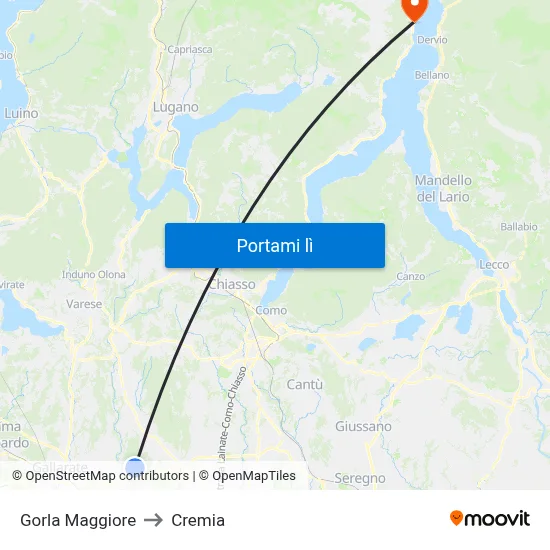 Gorla Maggiore to Cremia map