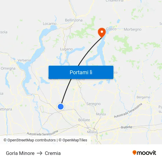 Gorla Minore to Cremia map