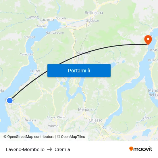Laveno-Mombello to Cremia map