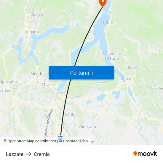 Lazzate to Cremia map