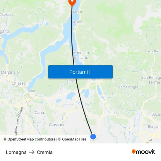 Lomagna to Cremia map