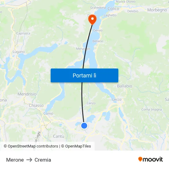 Merone to Cremia map