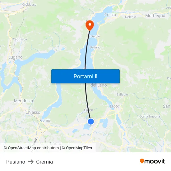 Pusiano to Cremia map