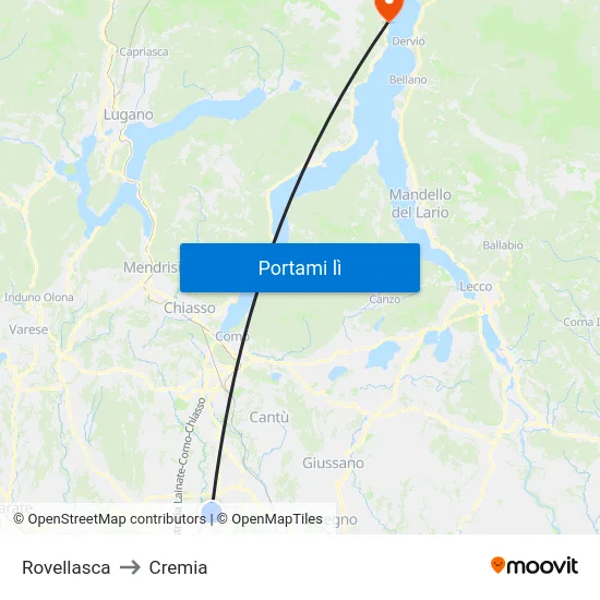 Rovellasca to Cremia map
