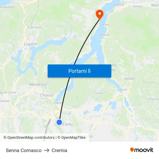Senna Comasco to Cremia map